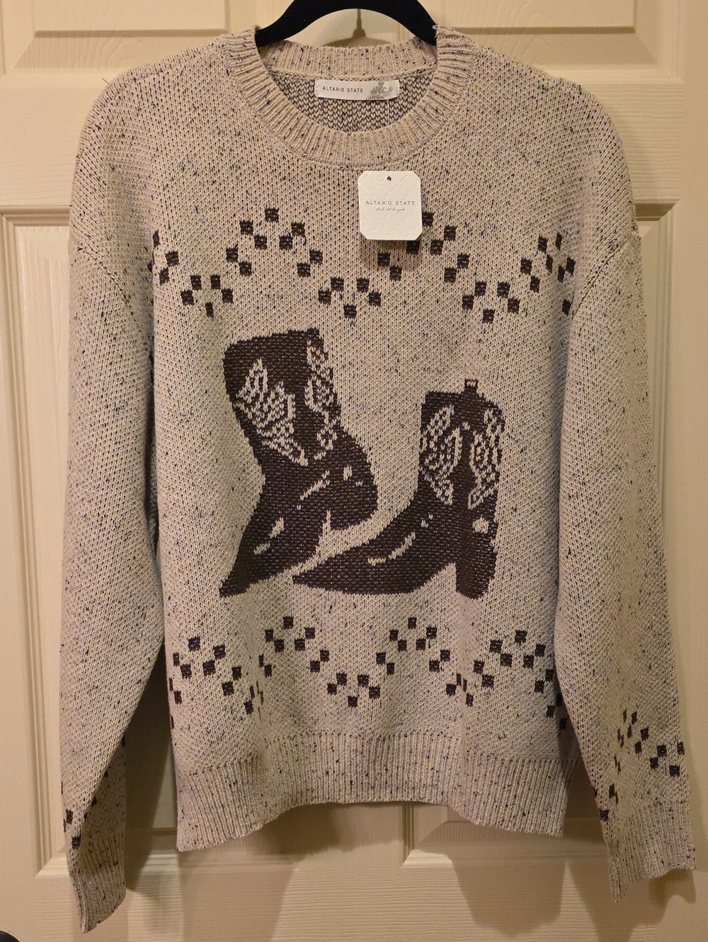 Altar'd State Cowboy Boot Grandpa Sweater-Oversized